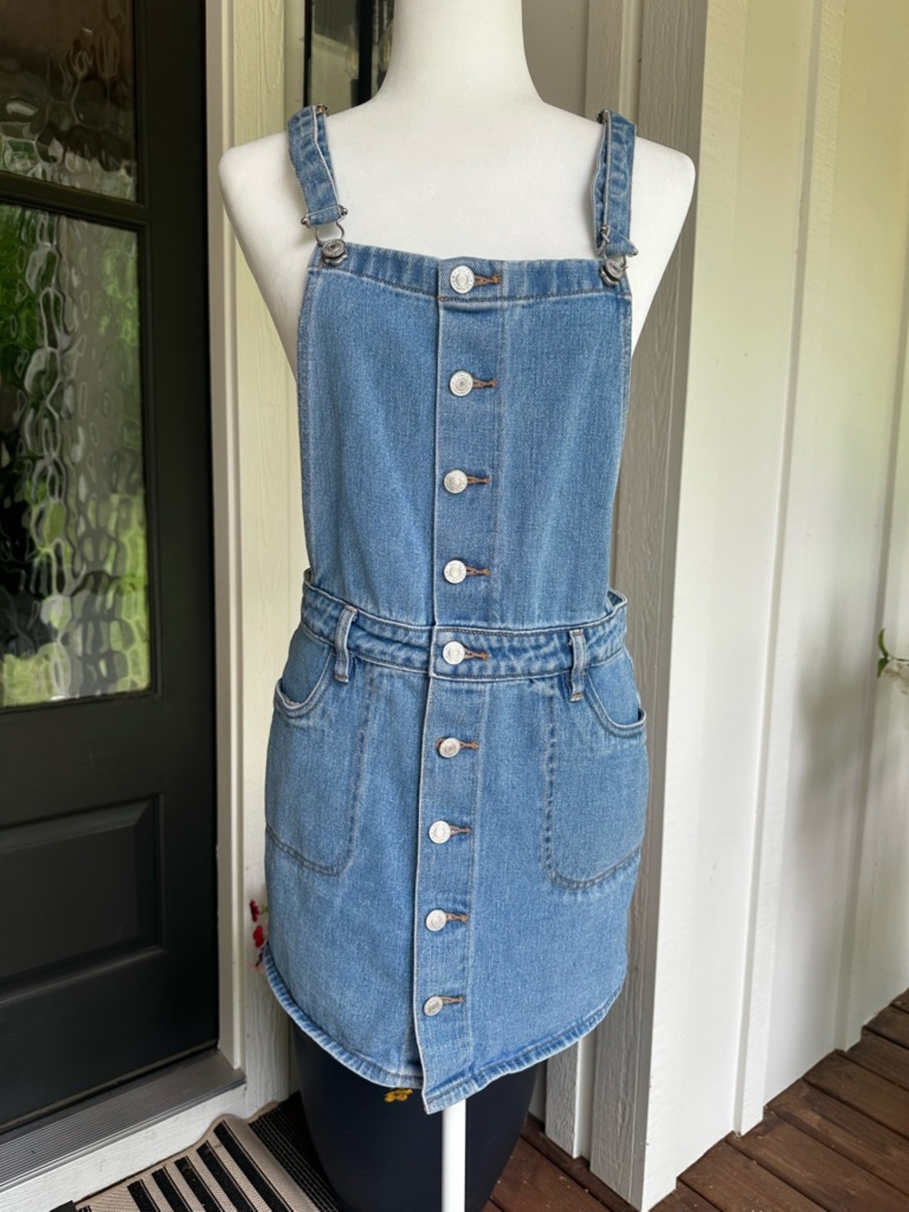 PacSun Denim Overall Button Front Dress Criss Cross Back Women’s Medium